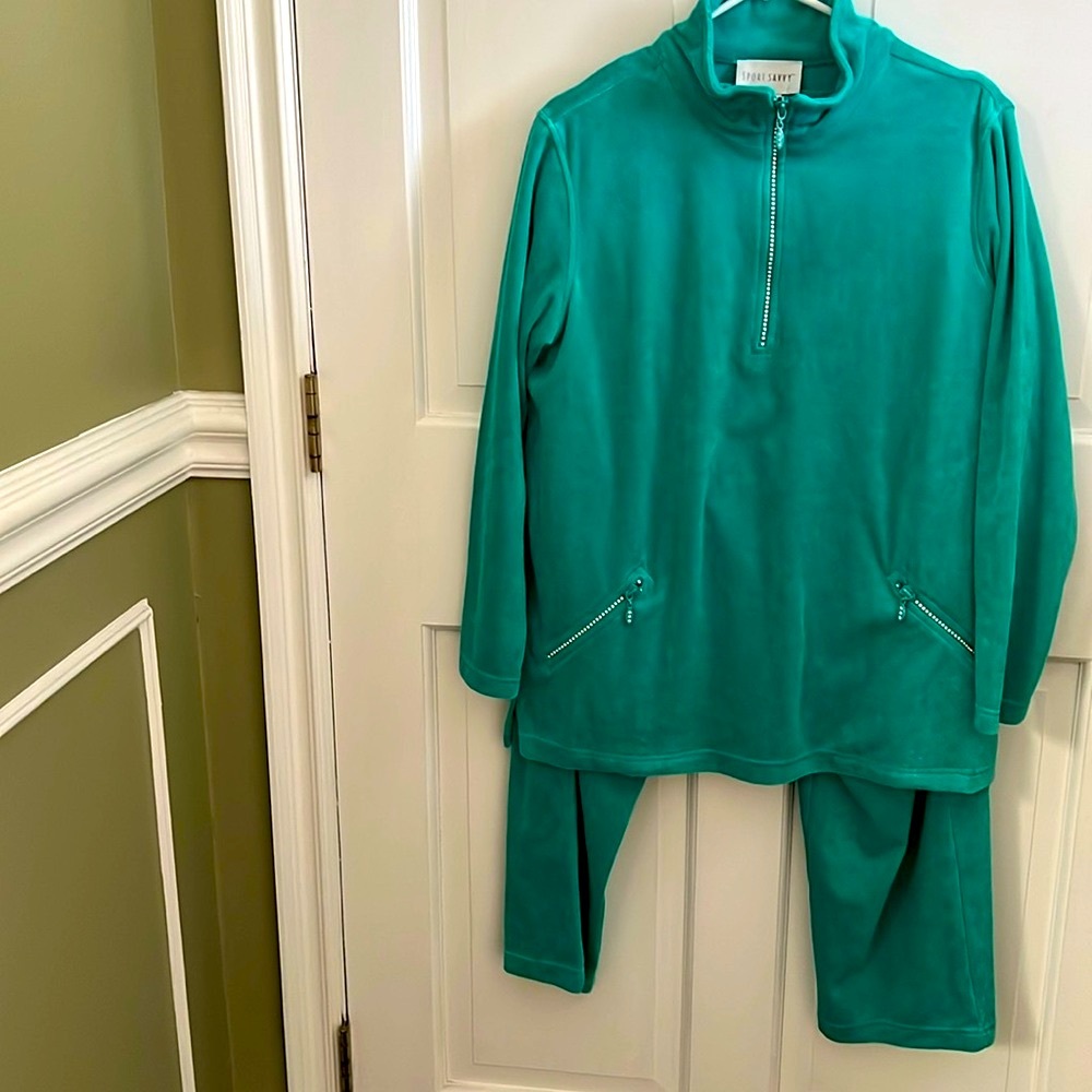 NWT SPORT SAVVY Velour Mock Neck  Athletic Suit